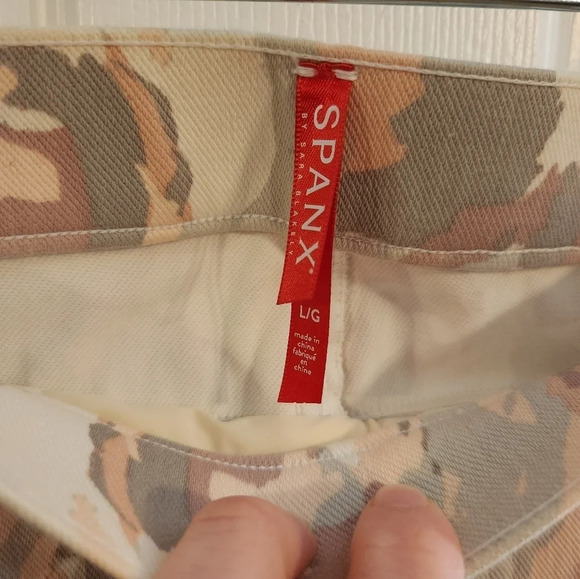 Spanx BLUSH BLOOM jeanish ankle leggings high waisted floral pink and grey Large - Picture 9 of 11